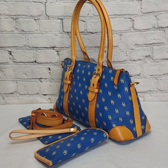 DOONEY & BOURKE SIGNATURE BLUE DOMED SATCHEL/CROSSBODY BAG 5-PIECE COMPLETE SET - Picture 4 of 14